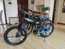 Jeep 吉普自行车折叠山地车前后双减震碟刹变速山地自行车-战神 战神-黑蓝三刀一体轮 24速24寸（适合身高1.5~1.75m） 实拍图