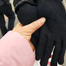 迷人微笑羊毛手套女冬季保暖骑车学生加绒厚秋冬天针织毛线女士防寒手套 黑色-加绒触屏 实拍图