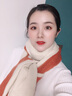 莱维森 围巾女长款披肩秋冬季学生情侣仿羊绒流苏保暖拼色围脖节日礼盒 双色贴标 米+焦糖色 普通装 实拍图