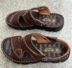 老人头凉鞋男夏季新品牛皮沙滩鞋真皮透气软皮按摩软底凉拖鞋男 棕色 40 实拍图