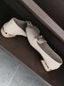 达芙妮 女鞋小皮鞋春秋款一脚蹬懒人鞋平底英伦风乐福鞋单鞋女 米白色 38 实拍图
