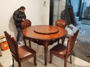 友和乐实木餐桌麻将机全自动折叠餐桌两用欧式多功能圆桌方桌机麻 欧式折叠柚木色/五件套皮椅 实拍图