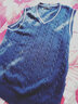 汉角  秋冬季男士V领毛衣秋装马甲加绒加厚潮流无袖保暖针织衫男冬天青年修身毛线衣休闲背心 凯906蓝色【不加绒】 3XL/185【150-170斤穿】 实拍图