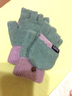 浩冠 手套女冬季半指女士兔羊毛秋冬天打字保暖韩版可爱翻盖手套露指加厚 绿加皮粉 均码 实拍图
