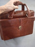 吉旺（JIWANG）新款纯头层牛皮手提包商务公文包真皮男士包包单肩包斜挎包大容量 红棕色 实拍图