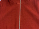 深呼吸DEEP BREATH女装竖坑条拉链翻领修身纯羊毛针织衫女A300996 复古红 L (4码) 实拍图