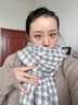 浩冠 围巾女秋冬季保暖针织学生围脖披肩韩版毛线流苏撞色千鸟格围巾 千鸟格灰色 实拍图