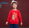 361童装 男童新年卫衣2023春季(3-12岁)兔年儿童印花套头卫衣 优红 150  实拍图