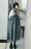 兰威费雷小清新牛仔背带裙女夏季新款复古中长款小个子宽松遮胯连衣裙 蓝色 S 实拍图