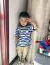 真维斯（Jeanswest）男童t恤短袖夏季新款儿童条纹海魂衫舒适夏装男孩夏天休闲上衣潮 蓝 J棒球运动 100 cm 实拍图