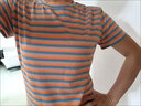 红蜻蜓 短袖t恤女新款2025年春夏季女装纯棉短袖女条纹女士打底上衣衫 橘色 M 【建议90-105斤】 实拍图