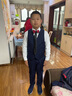 鼎玛仕儿童西服套装男童小西装花童礼服韩版中大童主持人男孩钢琴演出服 蓝6件套:3件套+衬衫+领结+领带 155 码 身高150-155cm 重81-85斤 实拍图