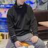UYUK胖子日系刺绣高领长袖打底衫男大码宽松韩版潮流痞帅百搭休闲卫衣 黑色 3XL 170-190斤可选 实拍图