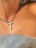 子午线十字架项链男士女款韩版时尚可配情侣项链十字吊坠钛钢饰品 搭配皮绳 男款一条 实拍图