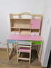 乔洛普实木学习桌家用中小学生作业写字桌椅套装 书桌带书架 加宽A款：粉色100套装 桌宽55 实拍图