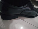 金猴（JINHOU）皮鞋男三接头镂空皮凉鞋套脚一脚蹬商务正装鞋办公室特大码男皮鞋 黑色 加绒款 偏大一码 39 实拍图