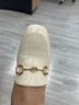 百思图秋季商场新款舒适乐福鞋高跟鞋羊皮鞋粗跟女单鞋KA103AA3 米白 37 实拍图
