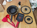 特福（Tefal）百变锅 铸铝红心不粘锅炒菜锅煎锅可拆卸把手套装电磁炉明火通用 黑美人- 5件套 实拍图