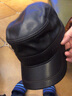 JEEP SPIRIT 吉普 秋冬羊皮鸭舌帽保暖帽子男羊皮休闲百搭青年中年帽子平顶帽 深咖 均码 实拍图