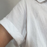 子牧棉麻夏装 女韩版百搭衬衫短袖宽松显瘦洋气小众设计感上衣2437 白色 M (建议110斤以内) 实拍图