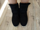 AU&MU澳洲雪地靴女冬季保暖皮毛一体加绒防滑大棉鞋魔术贴羊毛短筒女靴 黑色 【羊皮毛一体】182 39 实拍图