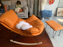 品洛梵  北欧网红摇椅懒人休闲躺椅家用轻奢摇摇椅客厅午睡阳台单人沙发 樱花粉+脚踏(科技布) 实拍图