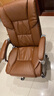 凯联（KAILIAN）真皮老板椅可躺办公椅按摩大班椅舒适久坐电脑椅家用转椅高档椅子 琥珀色+搁脚 纳帕皮 实拍图