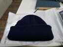 毛线帽秋冬季男女新套头帽韩版潮薄款不加绒针织帽保暖帽情侣帽子 小直边藏青色（不加绒） 弹力均码 实拍图