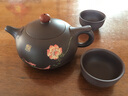 名壶秋月 宜兴紫砂壶原矿老紫泥名家纯全手工茶壶功夫泡茶壶茶具悟道西施 双鱼荷花泥绘送2杯 实拍图