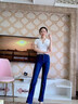 皮尔卡丹【高腰显瘦】牛仔裤女夏季显高休闲百搭弹力修身喇叭长裤浅蓝28 实拍图