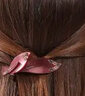 皇家莎莎精品发夹韩版时尚头饰品发卡仿水晶横夹弹簧夹马尾夹发卡发饰-叶伴风舞 酒红色 实拍图