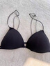 KJ性感惑无钢圈内衣女聚拢小胸罩超薄款法式美背细吊带前扣文胸套装 黑色 M （适合70C 75A 75B） 实拍图