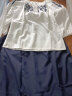 欧迪惠连衣裙女装2023夏季新款两件套套装裙雪纺裙子女中长款刺绣套装女 蓝白 L 实拍图