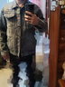 真维斯（JEANSWEST）夹克男2025秋季亲肤透气刺绣时尚百搭男士牛仔夹克外套黑灰5XL 实拍图