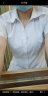 佐马仕短袖衬衫女工装衬衣女士商务休闲修身职业装女装夏季工作服正装 V·领白色隐条纹DV2659 4XL/41码（140斤-150斤） 实拍图