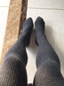 革斤威过膝袜长筒袜长袜子女学生棉纯竖条纹韩版森系堆堆袜 细竖条过膝深灰 实拍图