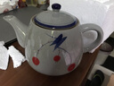 述意 陶瓷大茶壶手绘复古青花粗陶提梁壶餐厅泡茶壶家用开水凉水壶 手柄壶樱桃1升(有滤网) 实拍图