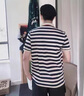 帝欧莱夫翻领短袖男士夏季休闲半袖夏天衣服男生潮牌半袖POLO男装t恤夏装 蓝条 XL 实拍图