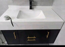 遇晨轻奢大理石浴室柜岩板一体盆洗手盆柜组合卫生间智能镜洗手洗漱台     包安装 可免费升级抽拉龙头 B100黑色大理石下挂镜柜款 实拍图