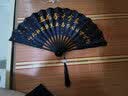 林木岛九尾狐扇子男女式古风中国风汉服配饰随身红彼岸花古装随身折扇 白玉莲花流苏(黑色) 实拍图
