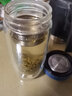 玻璃杯茶水分离杯双层加厚耐热玻璃泡茶杯子带盖带茶隔过滤便携男女旅行车载水杯商务办公礼品杯 蓝色皮纹400ml（破损补发） 实拍图