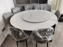 上林春天 岩板餐桌 实木餐桌椅组合现代简约伸缩折叠圆桌吃饭桌子餐厅家具 雪山白-黑白框架【轻奢皮椅】 1.5m 一桌八椅 实拍图