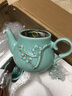 古笙记手工描金景德镇陶瓷提梁壶功夫茶具套装家用现代中式茶壶茶杯茶盘 青瓷侧把壶-日式杯（储水茶盘） 实拍图