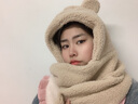 目丸 小熊耳朵帽子围巾一体女秋冬季连帽围巾百搭韩版可爱少女保暖学 【双层加厚】卡其色 实拍图