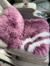 百冉皮毛一体冬季纯羊毛汽车坐垫长毛无靠背座垫真毛车垫单片方垫毛垫 前排一片+1个腰靠粉紫 其他车型留言车型(95%车型可用) 实拍图