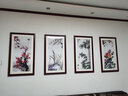 紫腾随轩梅兰竹菊挂画新中式四联壁画中国风四条屏客厅沙发背景墙画装饰画 图3 50*90cm*4红木色实木框 实拍图