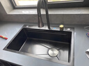 沐瀚森加厚4MM厨房水槽大单槽纳米蜂窝瀑布家用304不锈钢洗菜盆一体盆 80*45飞雨刀架-4.0压纹黑【顶配】 实拍图