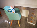 柘忠北欧电脑椅拆洗懒人沙发椅实木脚办公靠背椅子餐厅酒店客房休闲椅 卡其色布艺+原色实木脚 实拍图