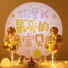 倍欢喜 生日场景布置装饰快乐气球男女孩宝贝投影氛围灯光背景儿童派对 金色宝贝投影灯光布置气球 实拍图