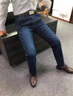 啄木鸟秋冬季新款加绒厚款男士牛仔商务休闲中年宽松直筒棉弹力长裤子 20520/A07B蓝色 32 (腰围2尺5) 实拍图